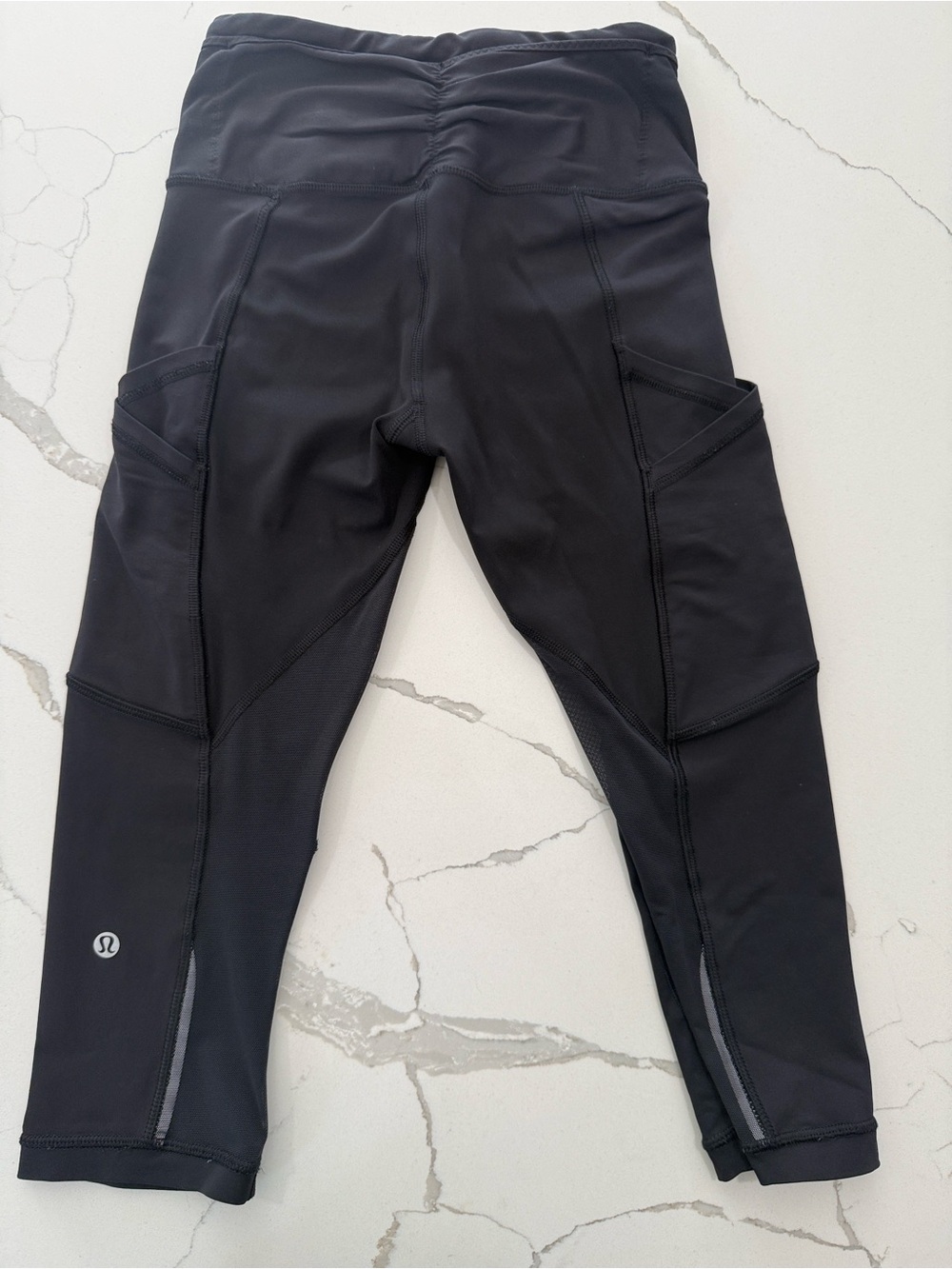 lululemon athletica Black Capri Leggings with Cargo Pockets and Reflective Trim